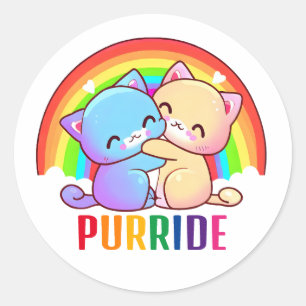 Kärlek Cats Rainbow Runt Klistermärke