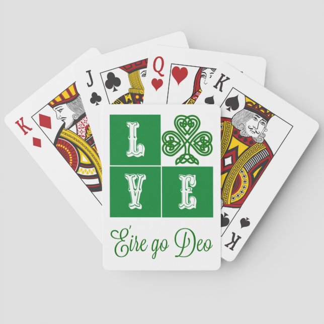 Kärlek Celtic Shamrock Hearts Ireland Motto Casinokort (Baksidan)
