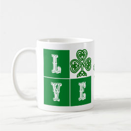 Kärlek Celtic Shamrock Hearts Ireland Motto Kaffemugg