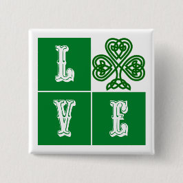 Kärlek Celtic Shamrock Hearts Knapp