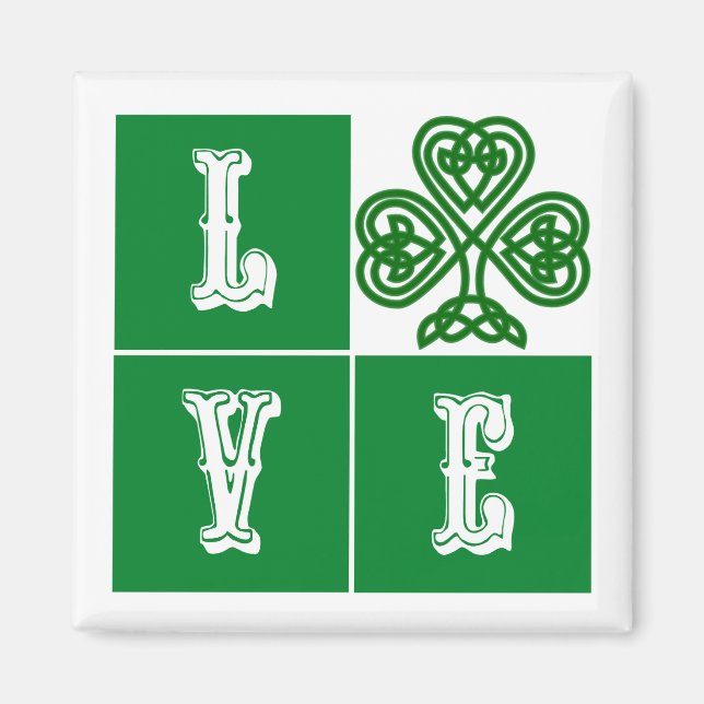 Kärlek Celtic Shamrock Hearts Magnet (Framsidan)