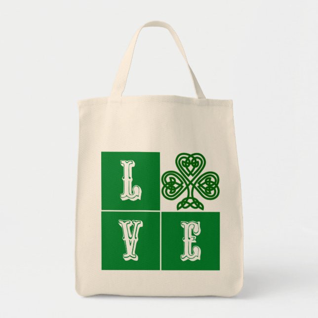 Kärlek Celtic Shamrock Hearts Tygkasse (Framsidan)