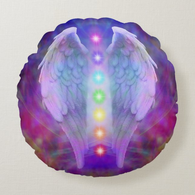 Kärlek chakraen, ängeln, guden, botemedelen som rund kudde (Framsidan)