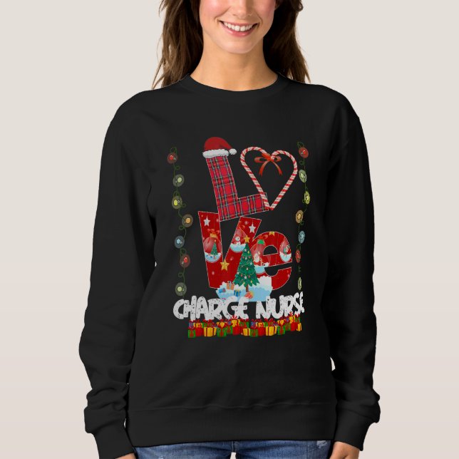 Kärlek Charge Nurse Santa Hat Candy Julafton Pajam T Shirt (Framsida)