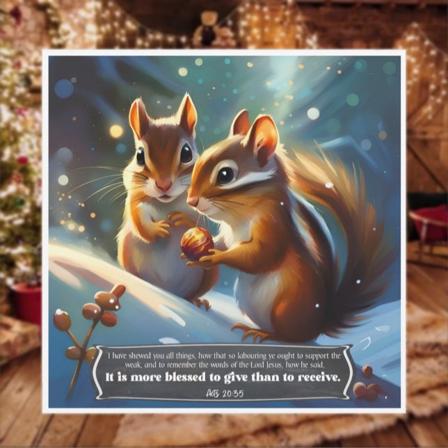 Kärlek Charity KJV Bible Woodland Chipmunk jul Julkort (Skapare uppladdad)