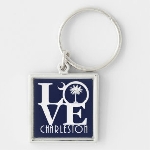 KÄRLEK Charleston Fyrkantig Silverfärgad Nyckelring