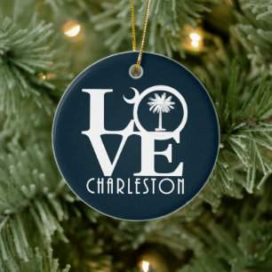 KÄRLEK Charleston SC Julgransprydnad Keramik