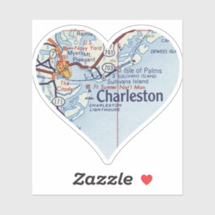 Kärlek Charleston SC Karta Klistermärken