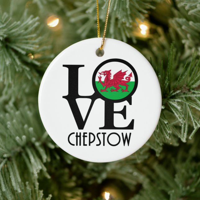 KÄRLEK Chepstow Wales Julgransprydnad Keramik (Träd)
