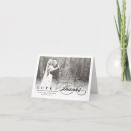 Kärlek & Chic Script Photo Bröllop Tack Anteckningskort