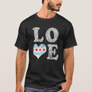 Kärlek Chicago Flagga Home City Chi Town Family T Shirt