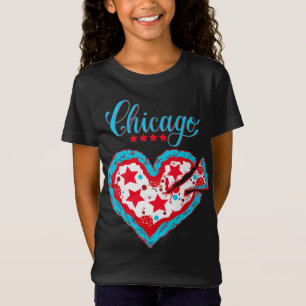 Kärlek Chicago Pizza Heart Chicago Flagga Gift T Shirt