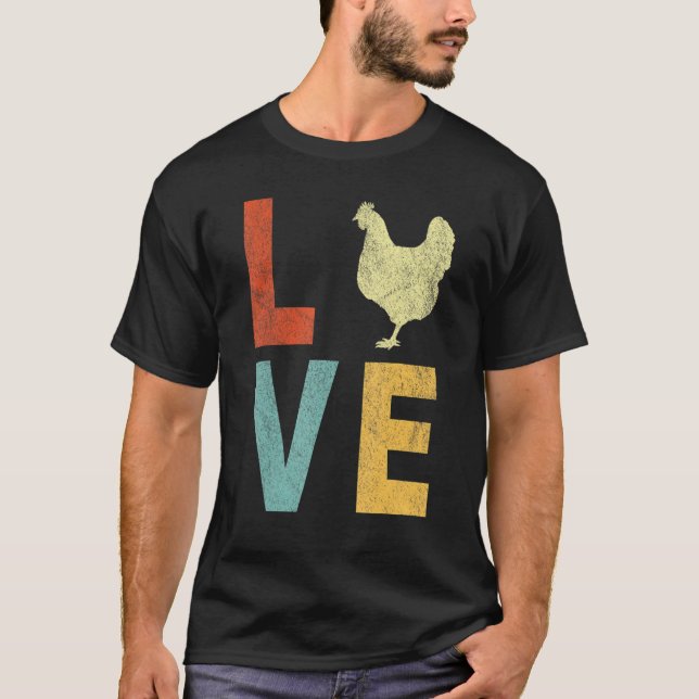 Kärlek Chicken Chicken Quote Retro T Shirt (Framsida)