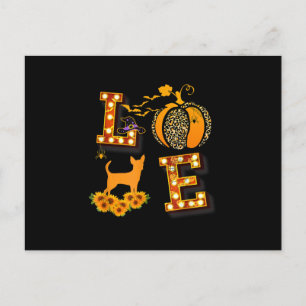 Kärlek Chihuahua Leopardyck Print Pumpa Halloween Meddelande Vykort