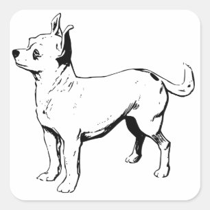Kärlek Chihuahua Puppy Hund Hälsning Stickers Fyrkantigt Klistermärke