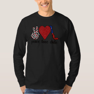Kärlek Chile Proud Chilean Flagga Chilean Roots T Shirt