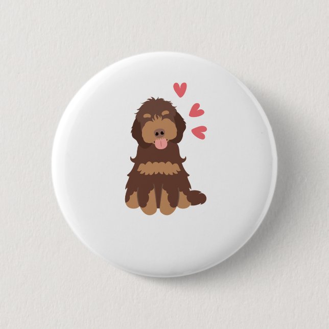 Kärlek Chocolate Phantom Cockapoo Cavapoo Hund Knapp (Framsida)