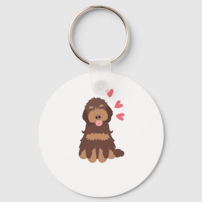 Kärlek Chocolate Phantom Cockapoo Cavapoo Hund Nyckelring (Framsida)