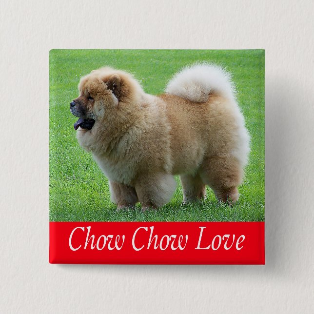 Kärlek Chow Chow Valp Hund Knapp Pin (Framsida)