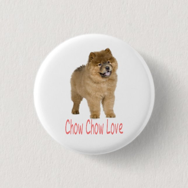 Kärlek Chow Chow Valp Hund Knapp Pin (Framsida)