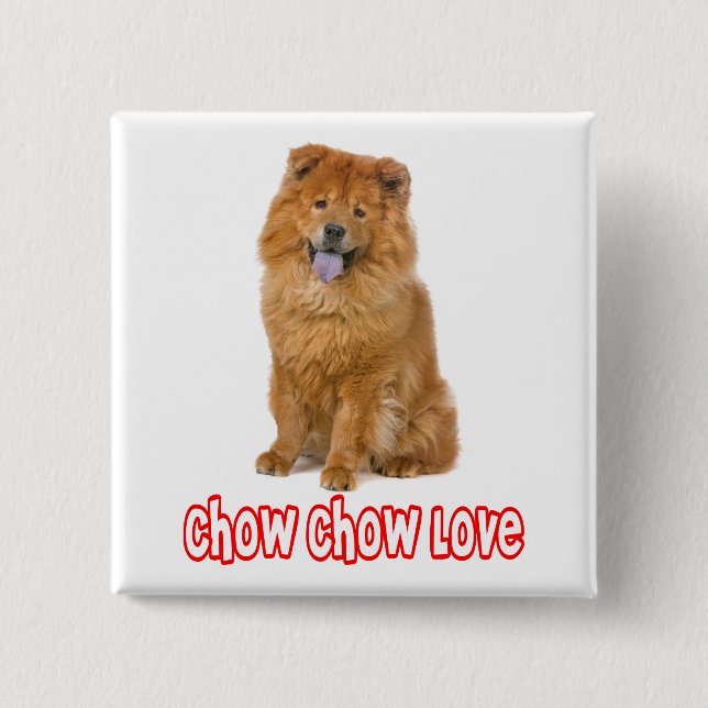 Kärlek Chow Chow Valp Hund Knapp Pin (Framsida)