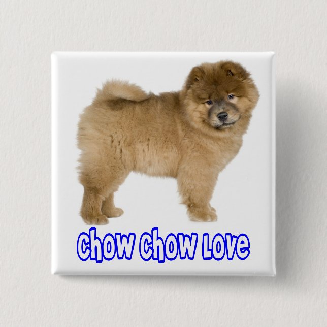 Kärlek Chow Chow Valp Hund Knapp Pin (Framsida)