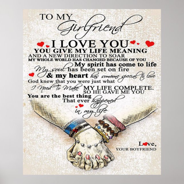 Kärlek-citat för flickvän | Bästa gåva till fru Poster (Framsidan)