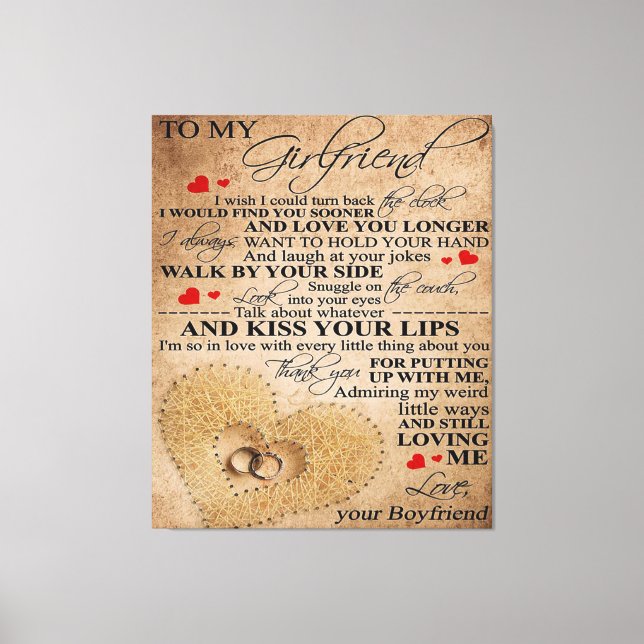 Kärlek-citat för flickvän | Nuvarande Cute Family Canvastryck (Framsida)