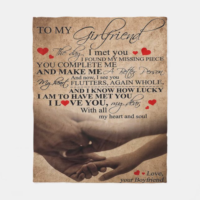 Kärlek-citat för flickvän | Trendig Gift Fleecefilt (Framsidan)