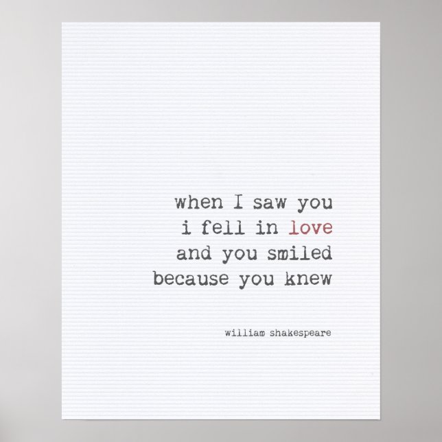 Kärlek citatteckypografi Shakespeare Poster (Framsidan)