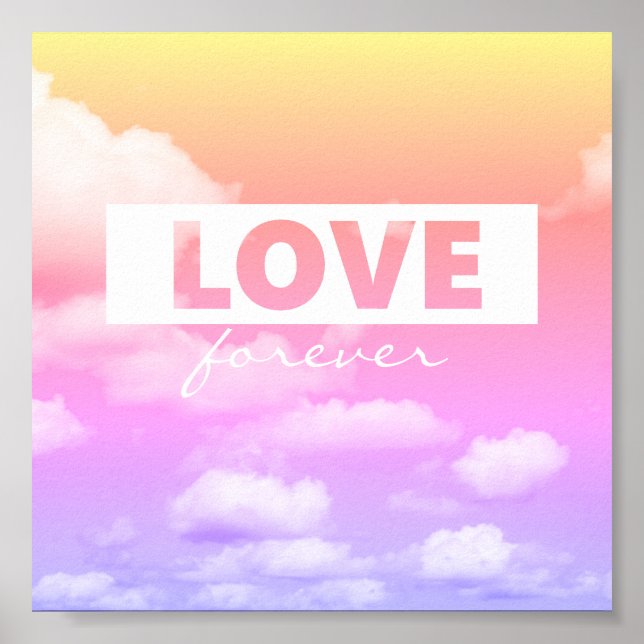 kärlek-citattypografi poster rosa moln (Framsidan)