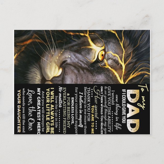 Kärlek citerar Brev, till min Pappa-gåva. Meddelande Vykort (Framsida)