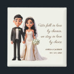 Kärlek citerar bröllopsfavoriter i Bride och Groom Magnet<br><div class="desc">Bride och Groom Illustration med kärlek citerar Bröllopsfavoriter Öka bröllop med vår "Bride and Groom Illustration Wedding Favors with kärlek citattecken Magnet". Kärlek citerar: " Vi faller av en slump i kärlek, vi stannar i kärlek efter eget val" Anpassa dessa charmerande magneter med namn och datum, med en illustration som...</div>