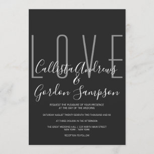 Kärlek citerar Modern minimalistisk svart vit Bröl Inbjudningar