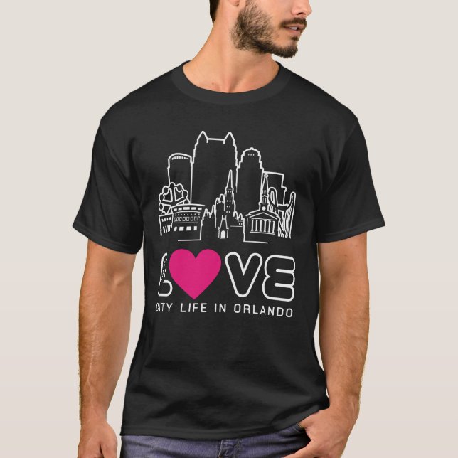 Kärlek City Life i Orlando T Shirt (Framsida)