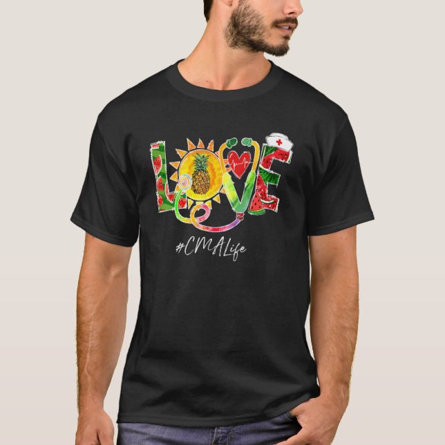 Kärlek Cma Nurse off Duty Watermelon Pineapple Sum T Shirt (Framsida)