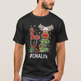 Kärlek CNA Life Reindeer Stethoscope jul Nursi T Shirt