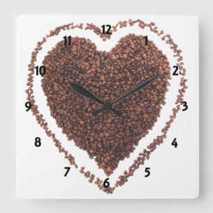 Kärlek Coffee Clock Fyrkantig Klocka