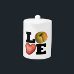 KÄRLEK Collection Heart Potato Tekanna<br><div class="desc">Graphic Art för vegetarianer och annat med vit bakgrund på vit keramisk tekanna. Matchande serveringsbricka,  mugg,  skjorta och mer...  Glöm inte hela samlingen med hjärtpotatis,  äpple och stora svarta bokstäver.</div>