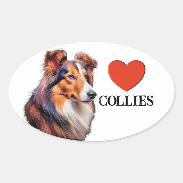KÄRLEK COLLIES OVALT KLISTERMÄRKE (Framsida)