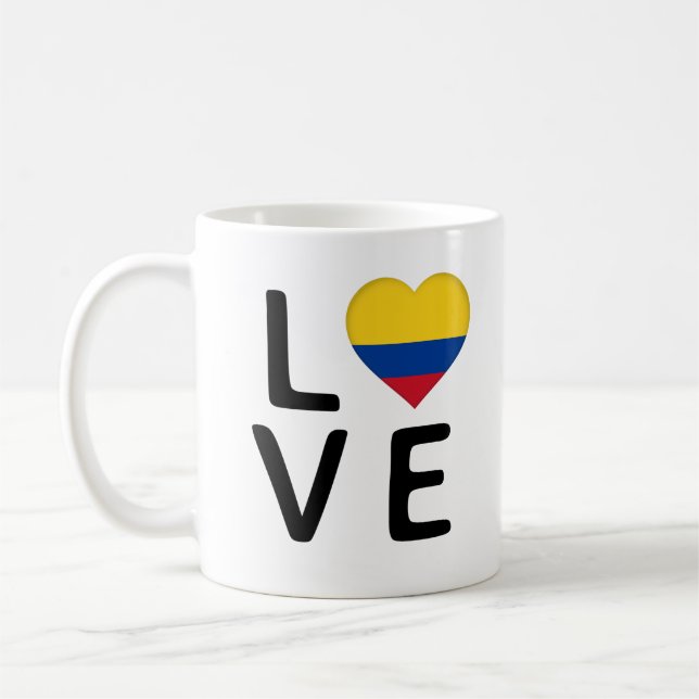 Kärlek - Colombia Flagga Kaffemugg (Vänster)