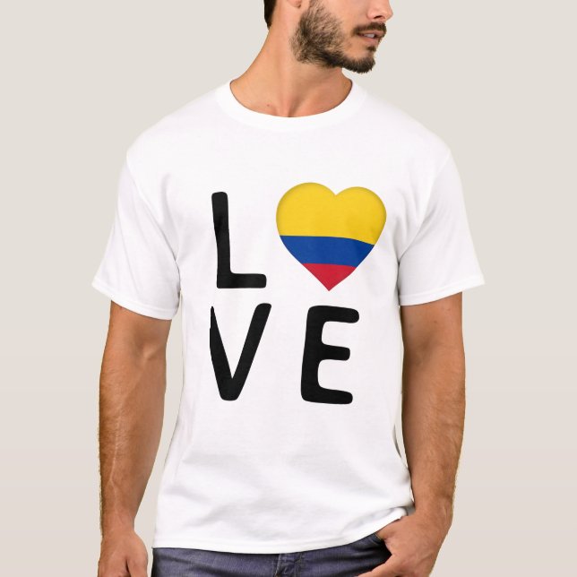 Kärlek - Colombia Flagga T Shirt (Framsida)