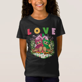 KÄRLEK COLORFUL LOVELY CUTE ADORABLE UGGLA T SHIRT