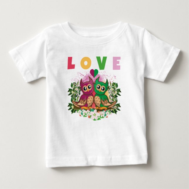 KÄRLEK COLORFUL LOVELY CUTE ADORABLE UGGLA T SHIRT (Framsida)