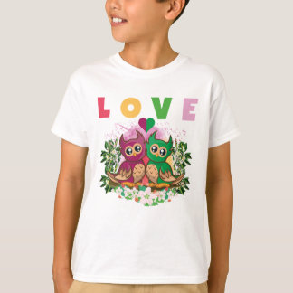 KÄRLEK COLORFUL LOVELY CUTE ADORABLE UGGLA T SHIRT