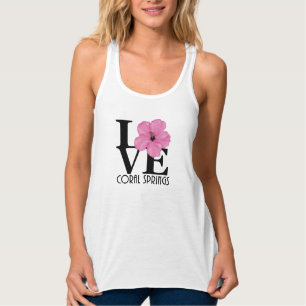 KÄRLEK Coral Vår Rosa Hibiscus Tanktop Linne Med Racerback