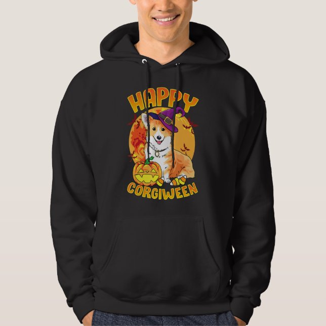 Kärlek Corgi Hund Halloween Candy Pumpkin Cute Fun Hoodie (Framsida)