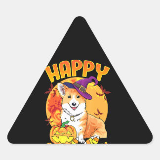 Kärlek Corgi Hund Halloween Candy Pumpkin Cute Fun Triangelformat Klistermärke