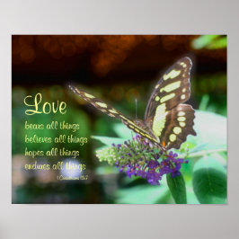 Kärlek Corinthians 13:7 Butterfly Bible Quote Poster