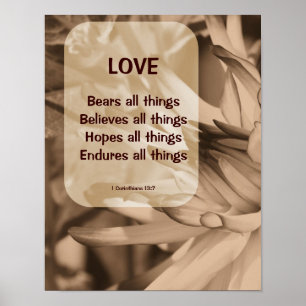 Kärlek Corinthians 13:7 inspirationsoffert Poster